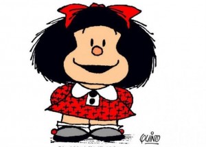 El personaje más conocido de Quino, la pequeña Mafalda.