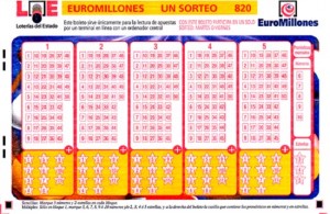 Un boleto del sorteo de Euromillones. 