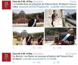 Fotos en la cuenta de Twitter de la Casa Real del día de la proclamación.