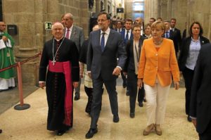 Merkel visitó la catedral de Santiago.  / Foto: Moncloa.