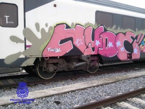 Un tren graffiteado de Badajoz. 