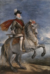 Retrato ecuestre de Felipe III, que este estudio atribuye a Velázquez y Carrión.