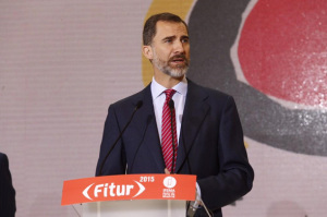 Don Felipe ha pronunciado unas palabras en Fitur. / Foto: Twitter Casa Real.