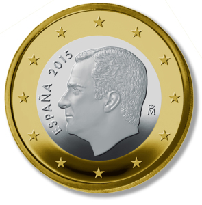 Moneda de un euro con la cara del Rey.