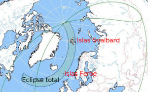 En las islas Feroe y las Svalbard el eclipse será total.