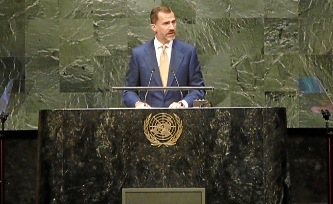 Don Felipe durante su intervención en la Asamblea General de Naciones Unidas. / Foto: Casa Real.