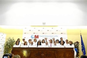 Los sanitarios que atendieron a Teresa Romero, en rueda de prensa. / Foto. Europa Press.