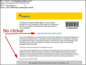 Si recibe este email no clique en los enlaces.