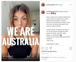 Influencer española recauda dinero para salvar Australia