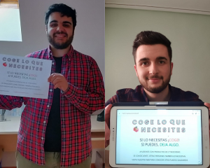 Dos estudiantes impulsan la iniciativa solidaria #Cogeloquenecesites