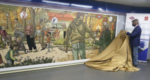 Un mural en la estación de Metro de Plaza de Castilla, homenaje de Madrid a sus mayores